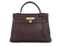 Hermès Dark Brown Leather 32cm Kelly Bag, 1998