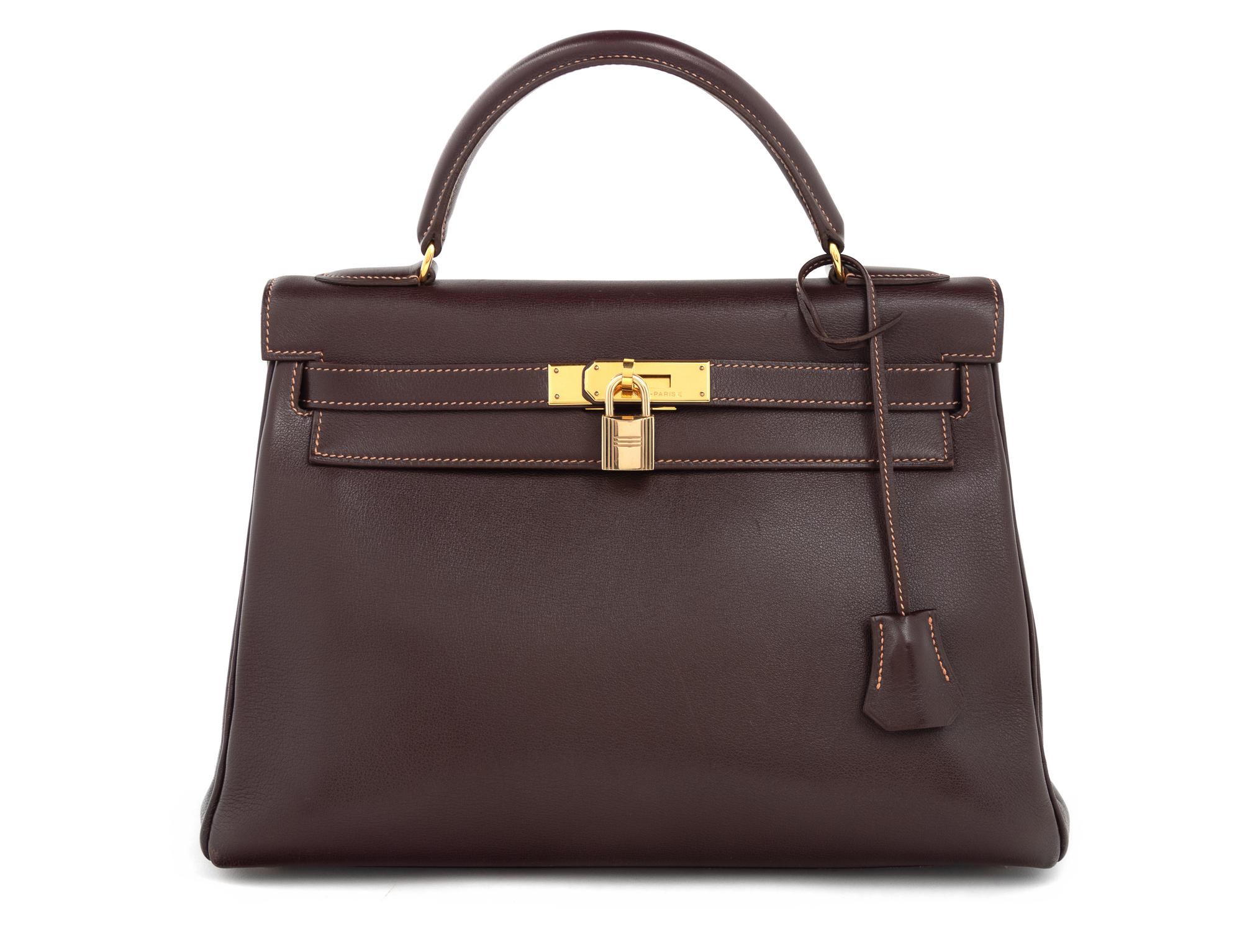 Hermès Dark Brown Leather 32cm Kelly Bag, 1998