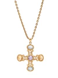 YELLOW GOLD AND MULTIGEM PENDANT/NECKLACE