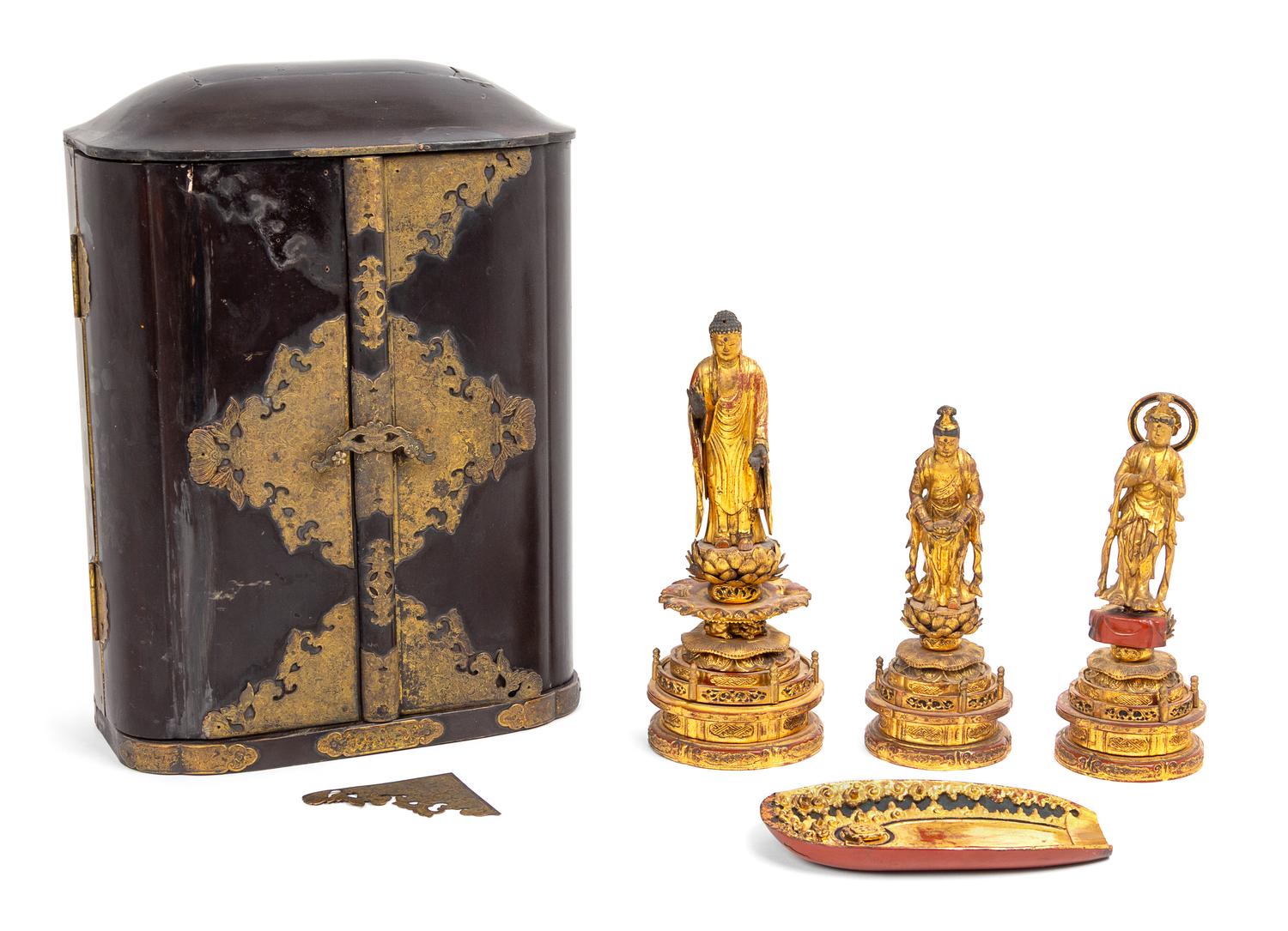 A Japanese Gilt and Black Lacquered Wood Buddhist Shrine Height 15 inches — 18TH/19TH CENTURY