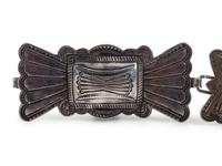 Navajo Heavily Stamped Silver Link Concha Belt