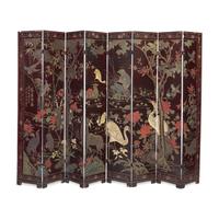A Chinese Eight-Panel Coromandel Screen, Qing Dynasty 清乾隆乙未（1775）款 款彩鹤鹿同春图八扇屏