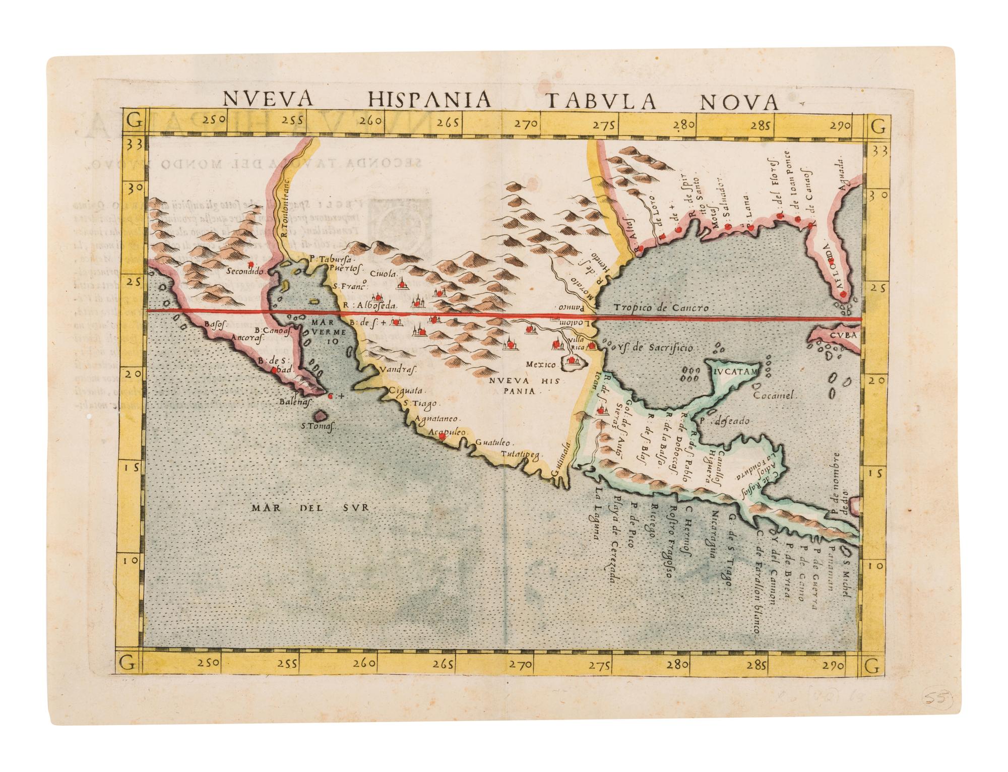 RUSCELLI, Girolamo (1518-1566). Nueva Hispania Tabula Nova . [Venice, 1574].