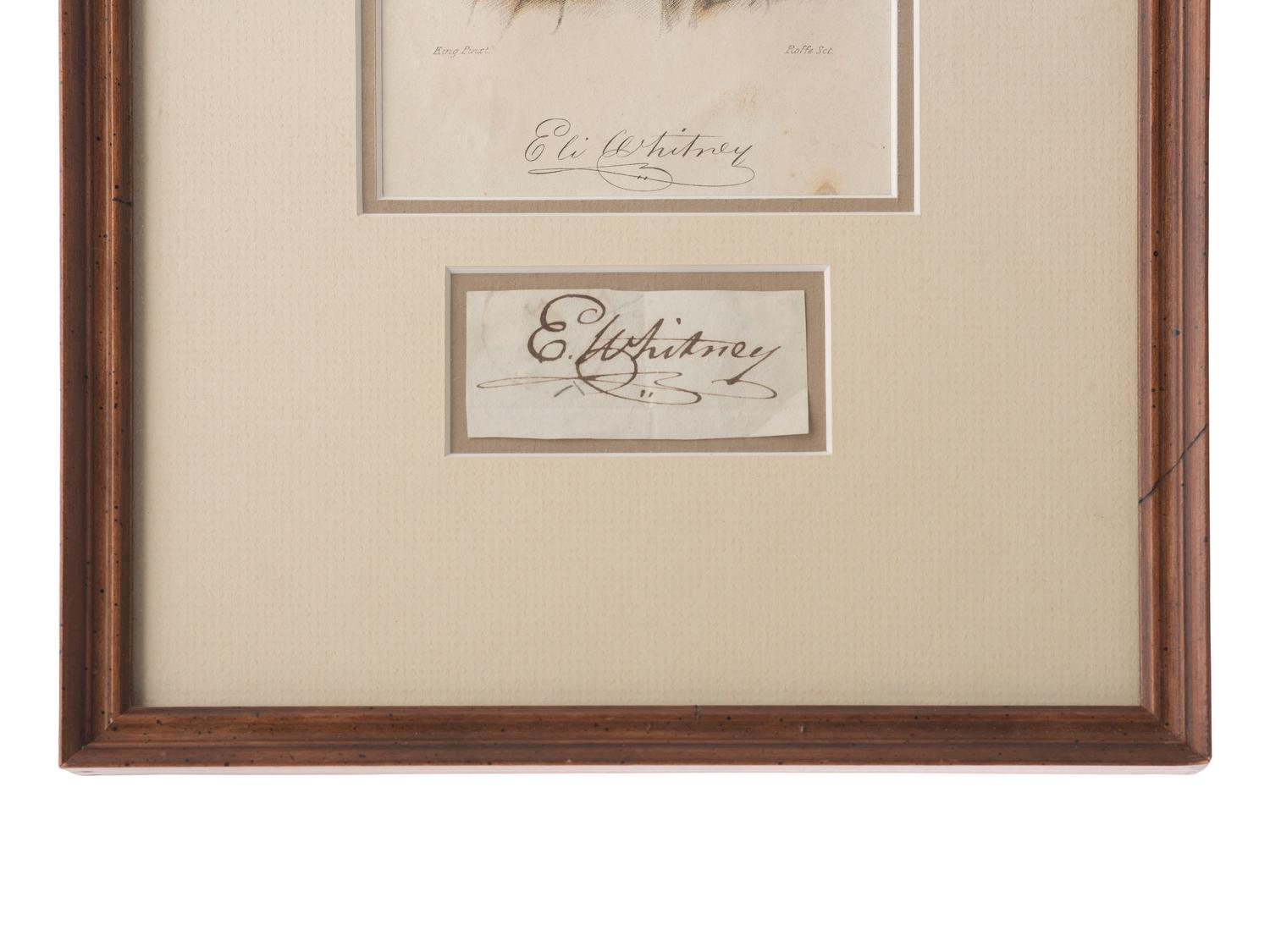 WHITNEY, Eli (1765-1825). Clipped signature ("E. Whitney").