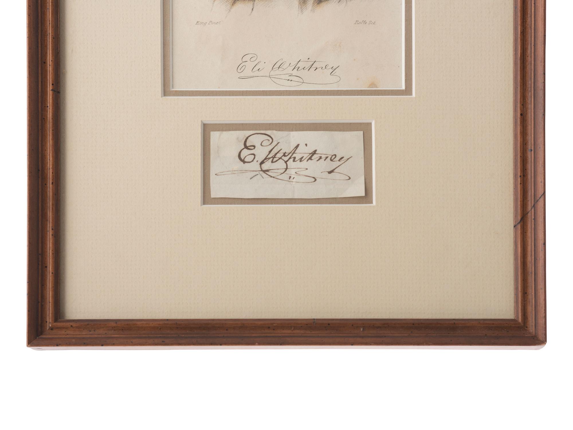WHITNEY, Eli (1765-1825). Clipped signature ("E. Whitney").