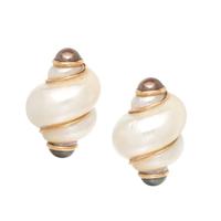 MAZ, SHELL AND CULTURED TAHITIAN PEARL EARCLIPS