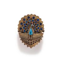 ART NOUVEAU, ENAMELED PEACOCK BROOCH