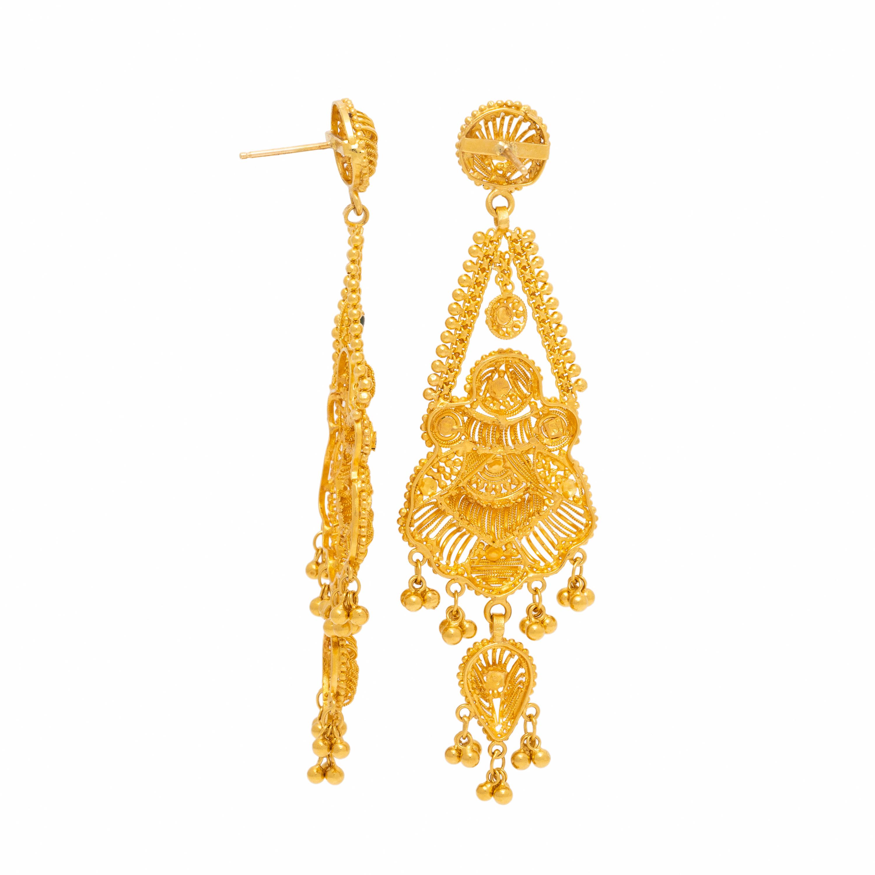 Yellow Gold and Enamel Earrings