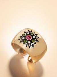 VERDURA, YELLOW GOLD, MULTIGEM AND DIAMOND 'SUNBURST' CUFF BRACELET