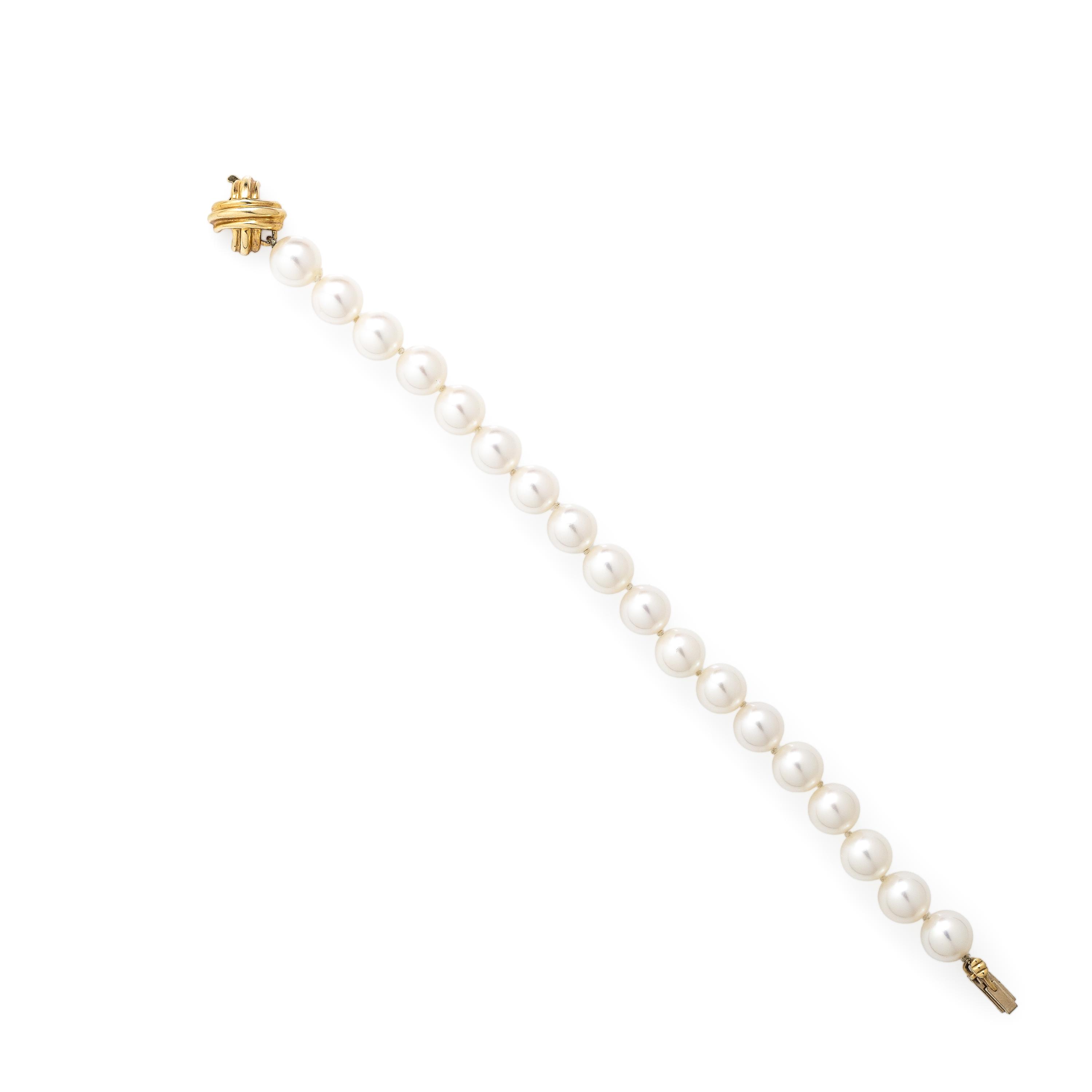 Tiffany & Co., Cultured Pearl and Yellow Gold Bracelet