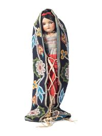 Great Lakes Beaded Toy Cradle, with Doll