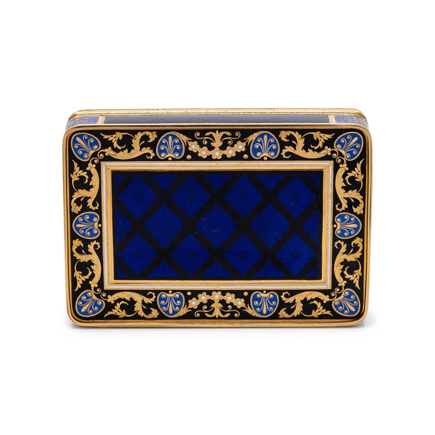 A Gold and Enamel Decorated Snuff Box