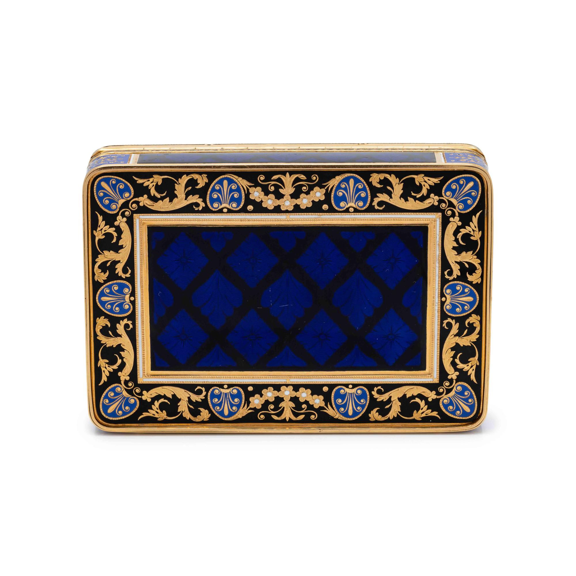 A Gold and Enamel Decorated Snuff Box