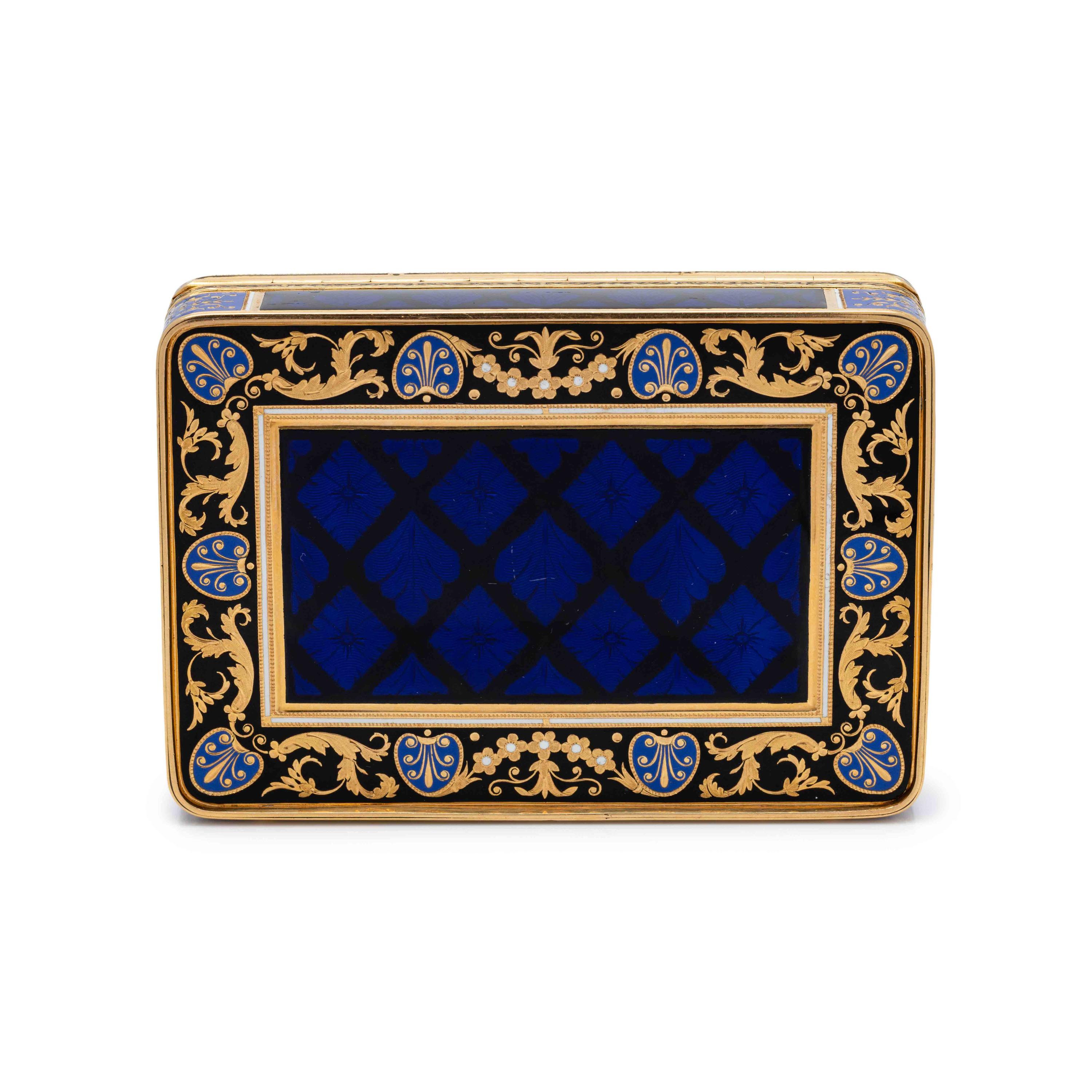 A Gold and Enamel Decorated Snuff Box
