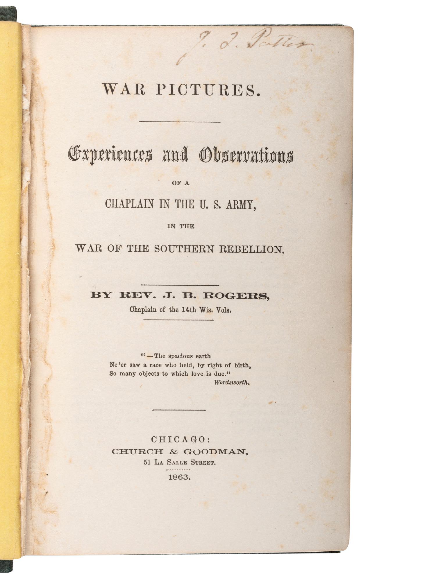 [CIVIL WAR - SOLDIERS' MEMOIRS - CHAPLAINS]. A group of three chaplains' memoirs, comprising: