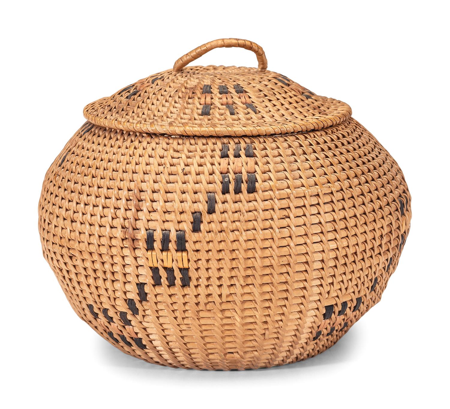 Washoe Gap-Stitch Coiled Degikup, with Lid