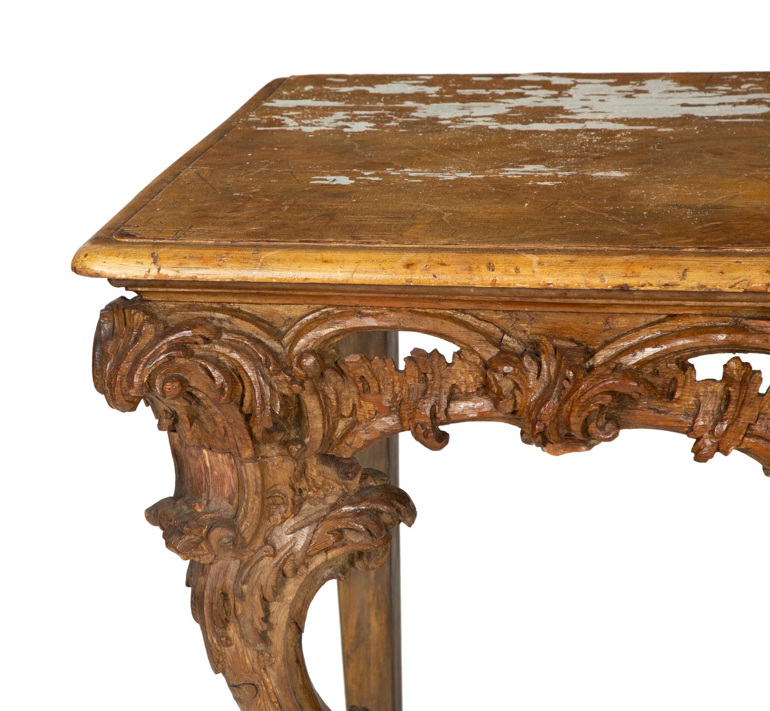An Italian Carved and Stained Pine Console Table