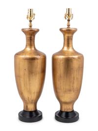 A Pair of Giltwood Baluster-Form Lamps