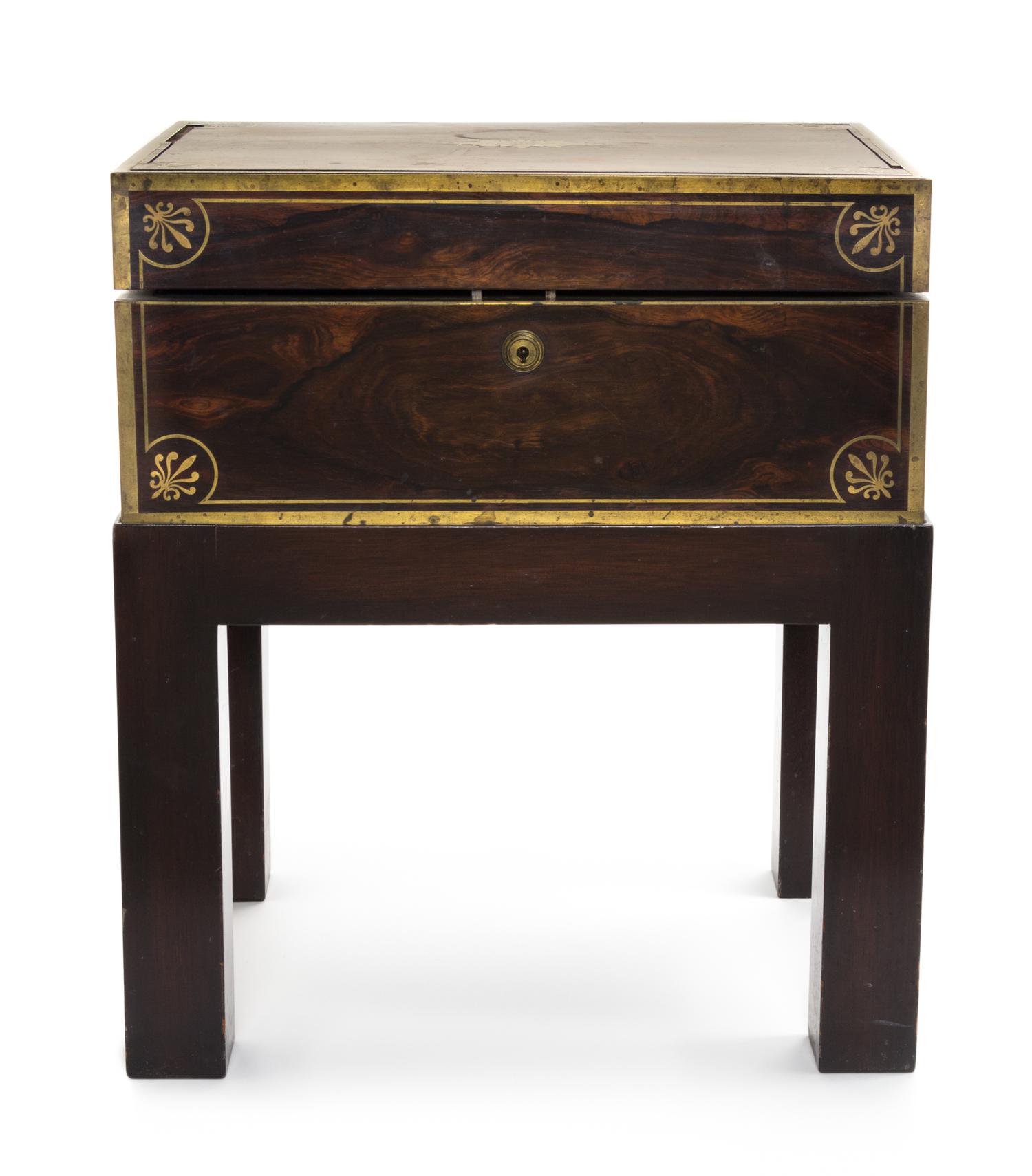 A Regency Brass Mounted Rosewood Writing Box Height 17 inches.