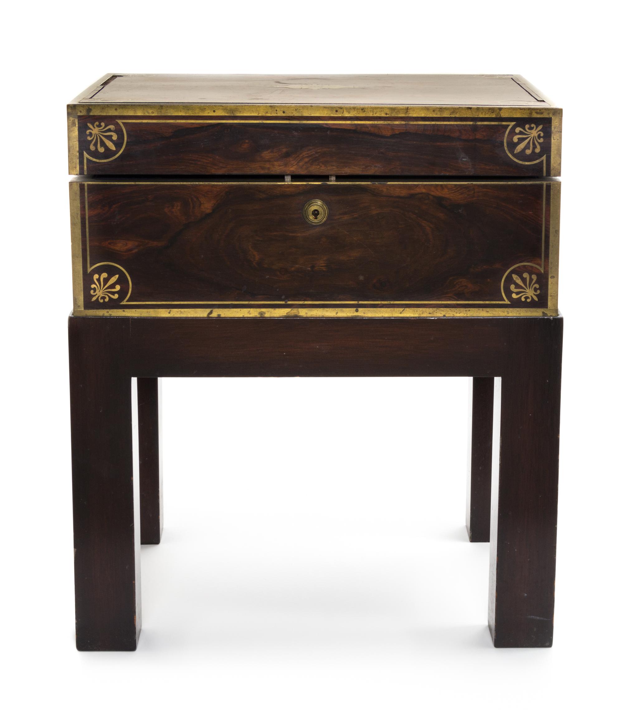 A Regency Brass Mounted Rosewood Writing Box Height 17 inches.