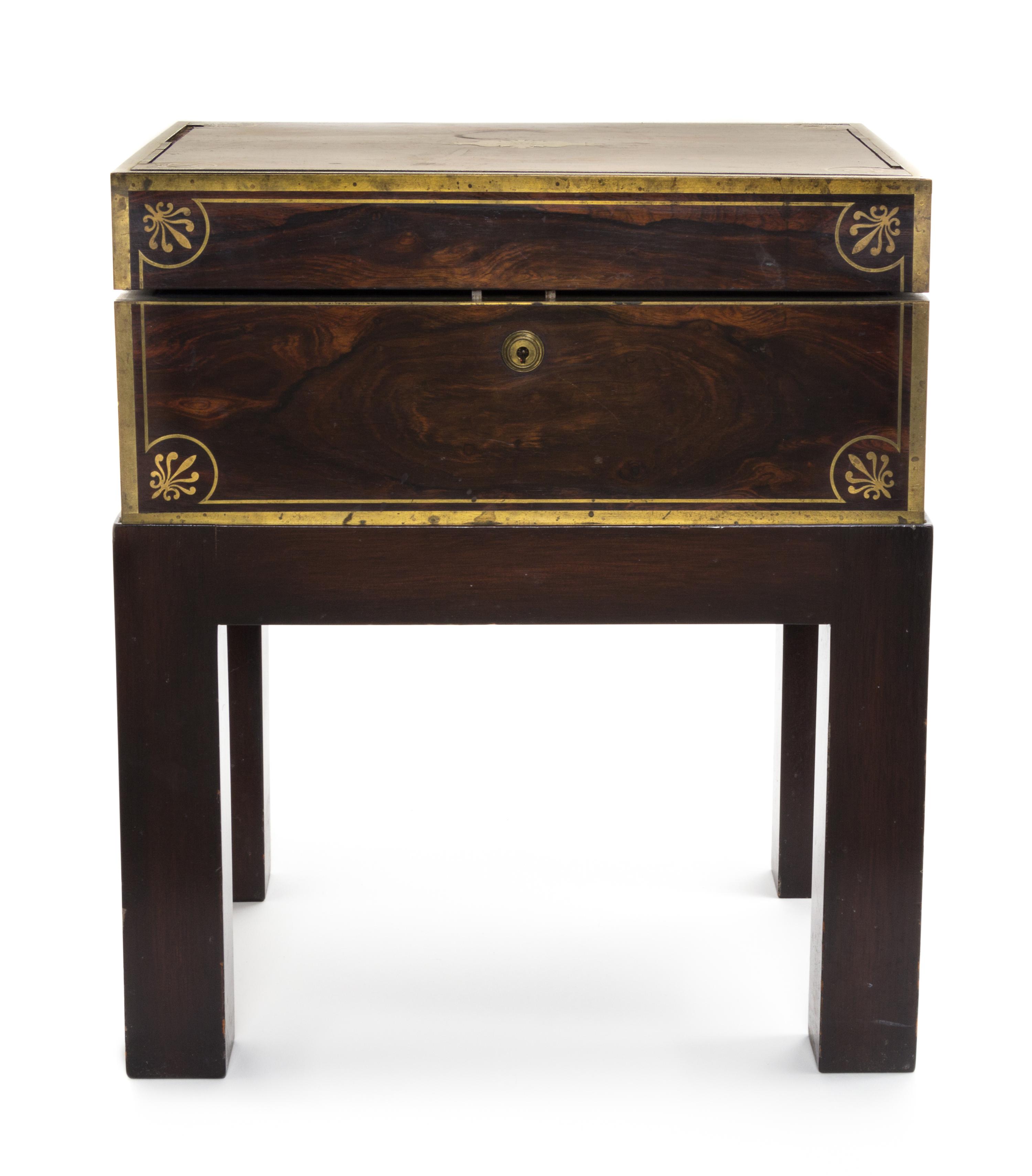 A Regency Brass Mounted Rosewood Writing Box Height 17 inches.