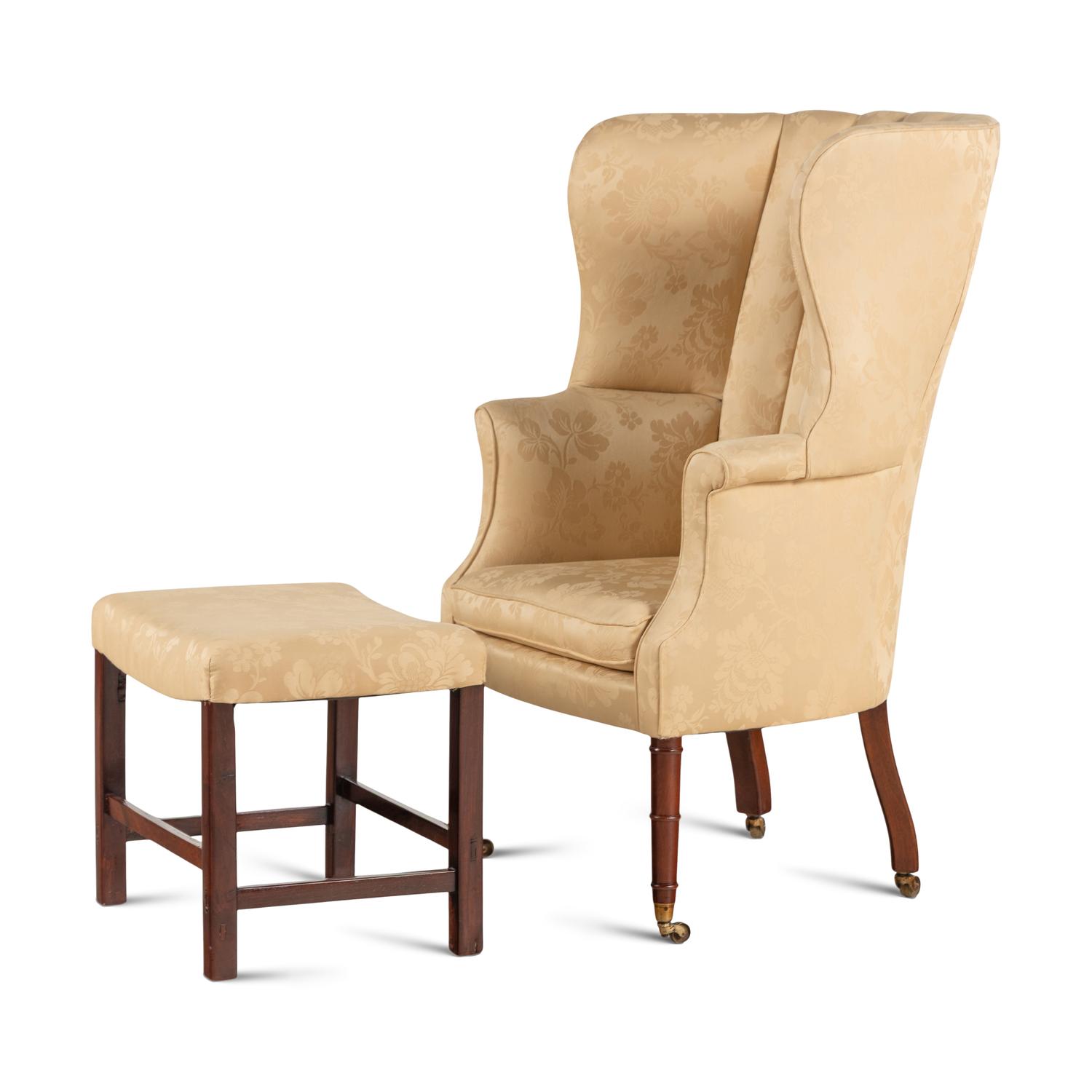 An English Mahogany Wingback Armchair