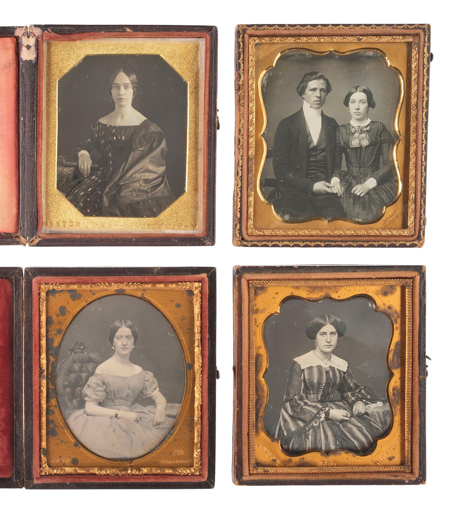 [EARLY PHOTOGRAPHY]. A group of 15 sixth plate daguerreotypes by New York and Boston daguerreotypists, incl. ANSON, CHASE, and PLUMBE.