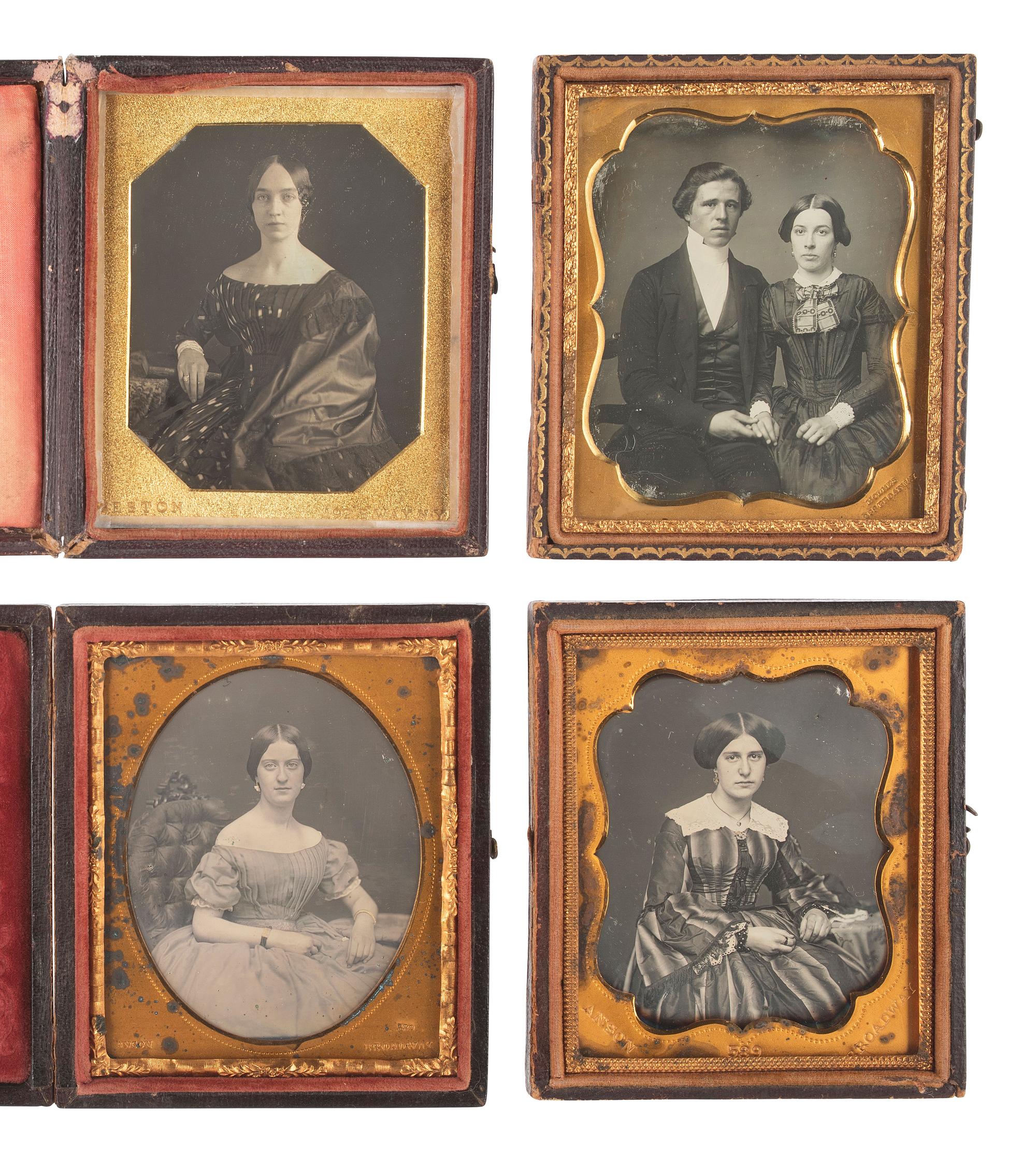 [EARLY PHOTOGRAPHY]. A group of 15 sixth plate daguerreotypes by New York and Boston daguerreotypists, incl. ANSON, CHASE, and PLUMBE.