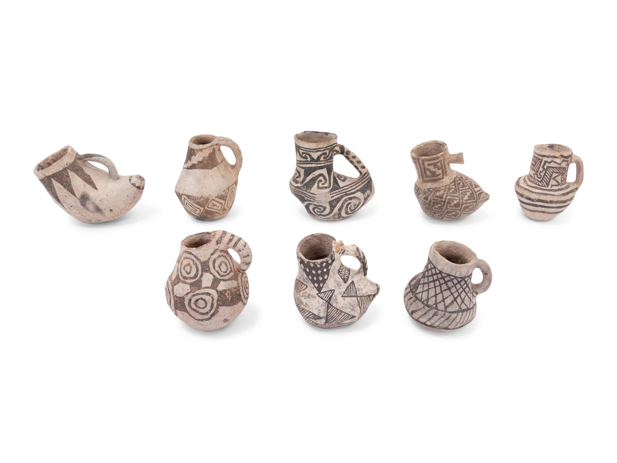 Collection of Anasazi Black-on-White Pottery Pitchers