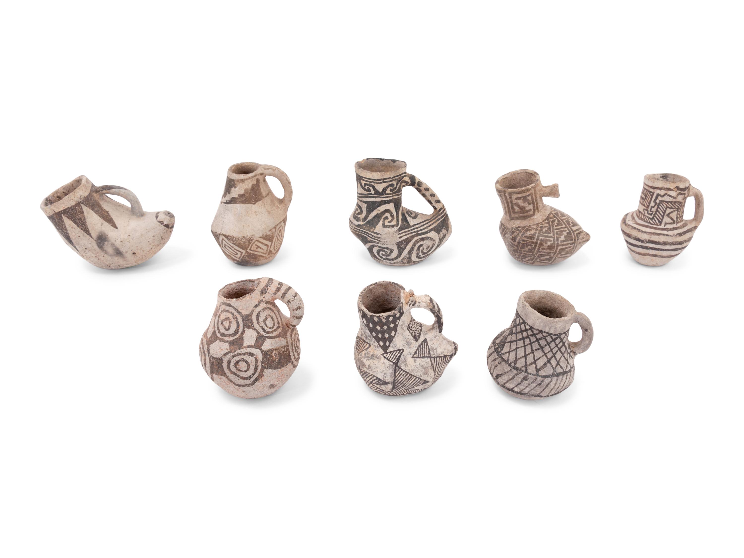 Collection of Anasazi Black-on-White Pottery Pitchers
