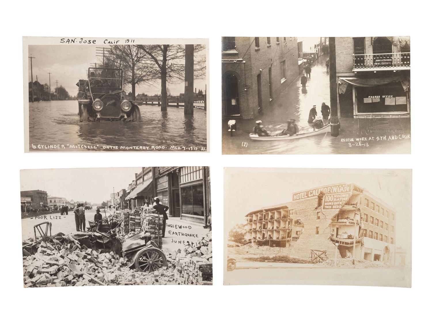 [EPHEMERA]. A group of approx. 55 RPPCs of California disasters incl. the 1914 Mt. Lassen eruption.