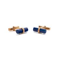TIFFANY & CO., YELLOW GOLD AND LAPIS LAZULI CUFFLINKS
