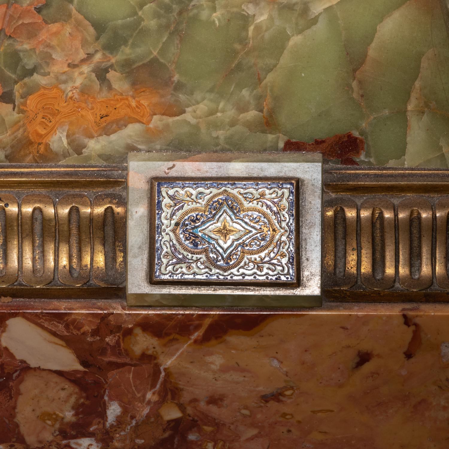 A French Onyx and Champlevé Mounted Pedestal
