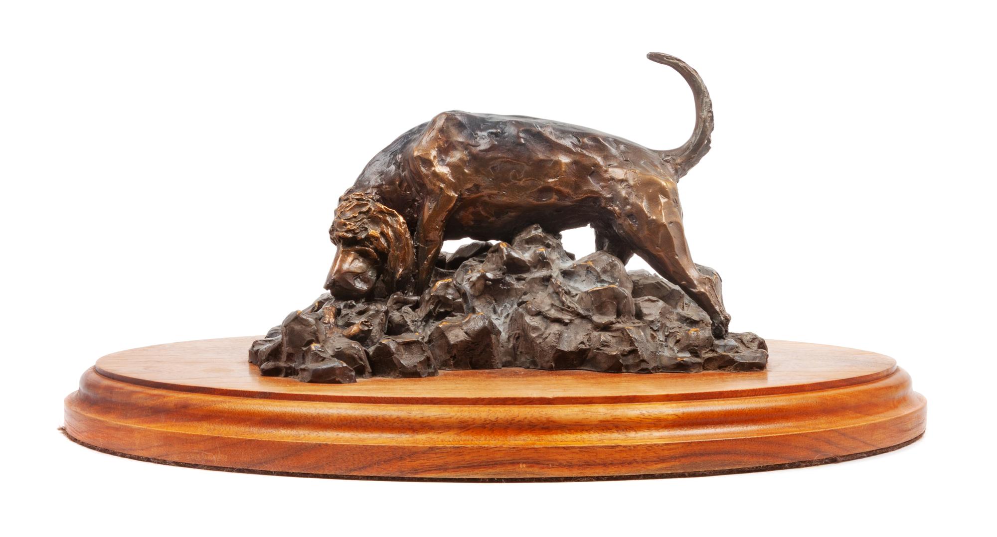 A Bronze Bloodhound Sculpture Width of base 15 inches. — Garry Newton (American, 20th century)