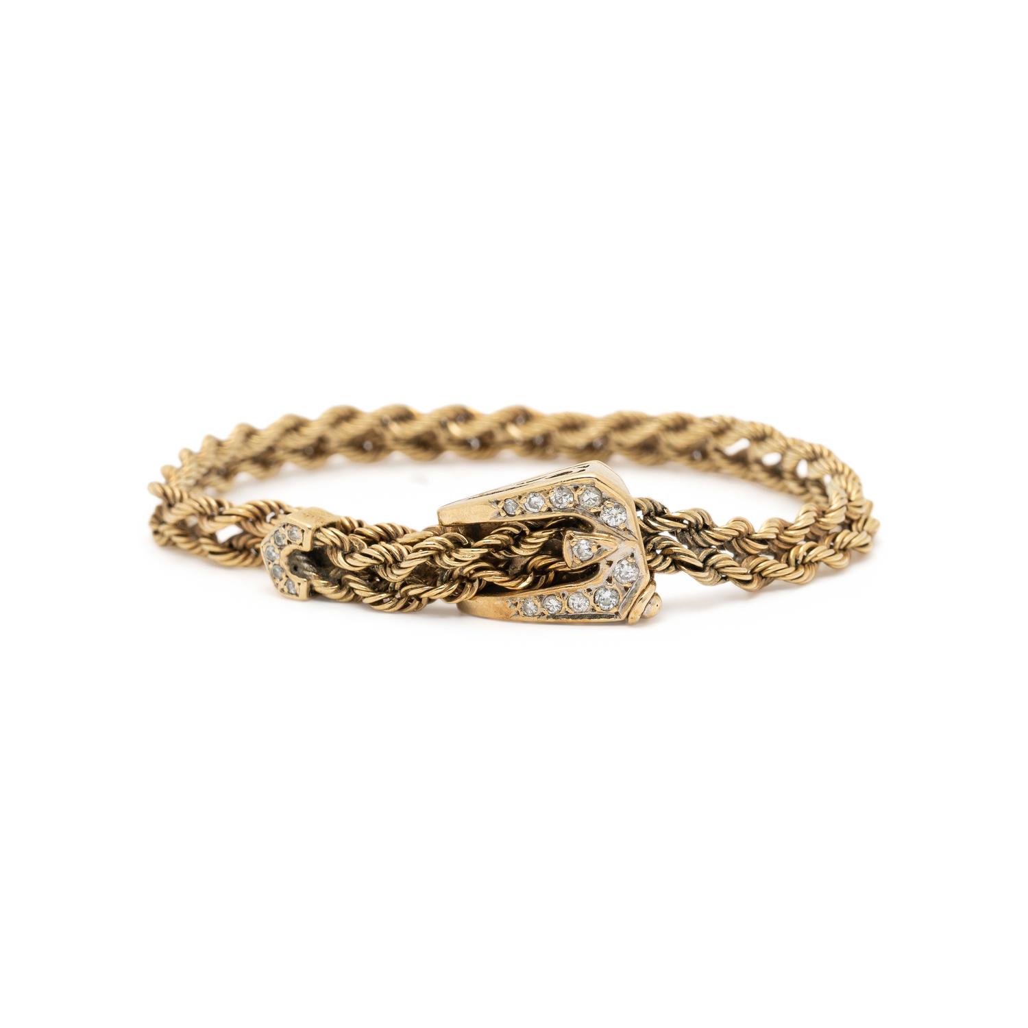 YELLOW GOLD AND DIAMOND BUCKLE BRACELET