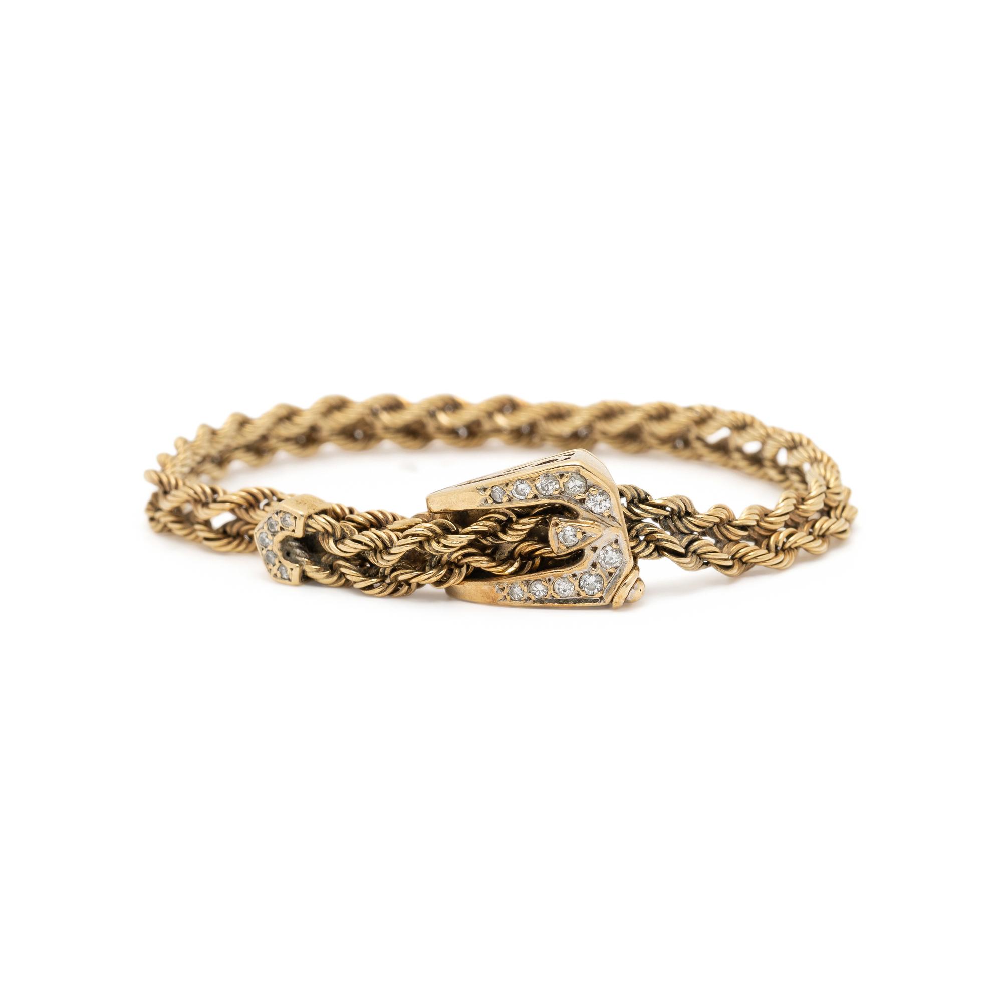 YELLOW GOLD AND DIAMOND BUCKLE BRACELET