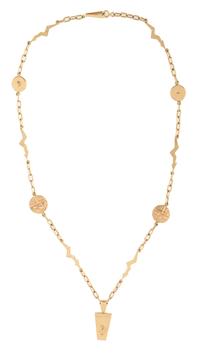 14k Gold Tufa Cast Necklace, with Turquoise, Coral, Opal, and Sugilite Lot is located and will ship from Denver, Colorado.