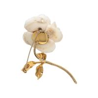 YELLOW GOLD, CORAL AND DIAMOND FLOWER BROOCH