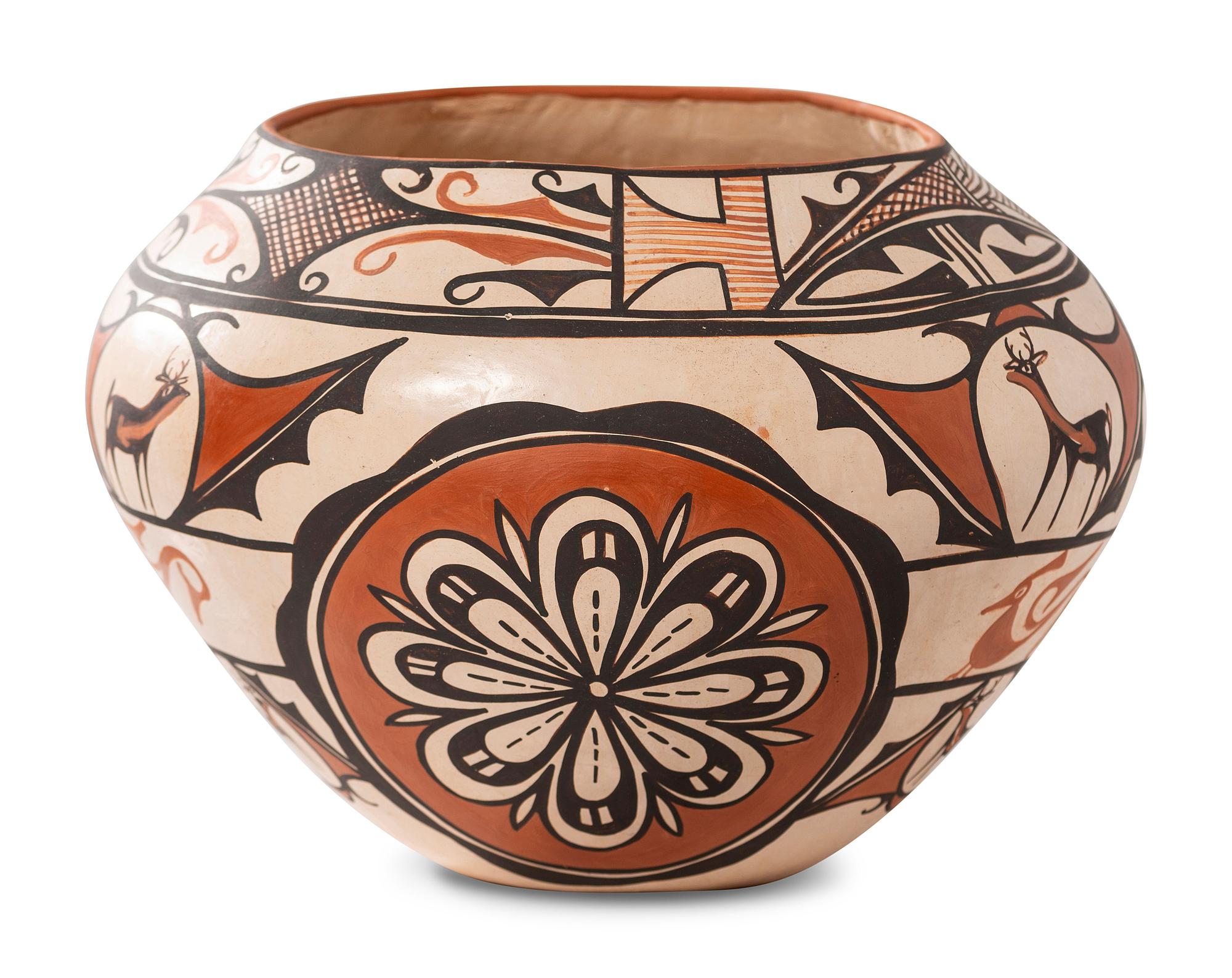 Pottery Bowl, with Heartline Deer