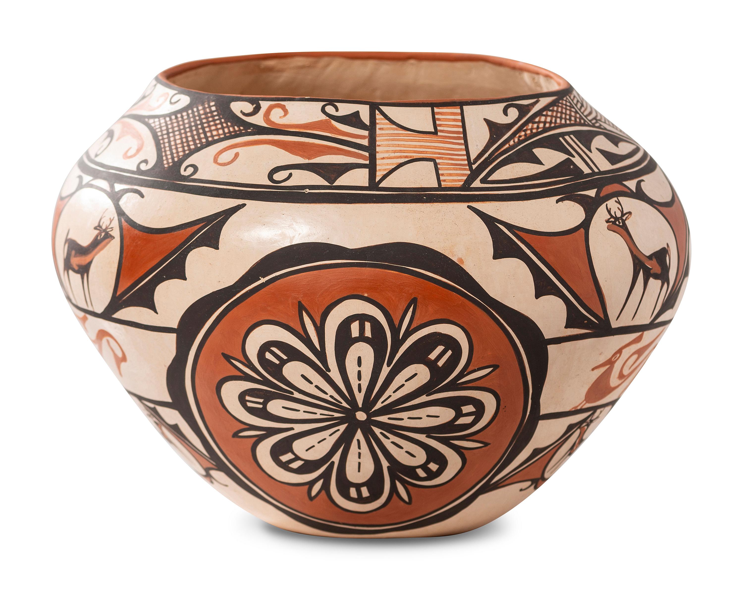 Pottery Bowl, with Heartline Deer