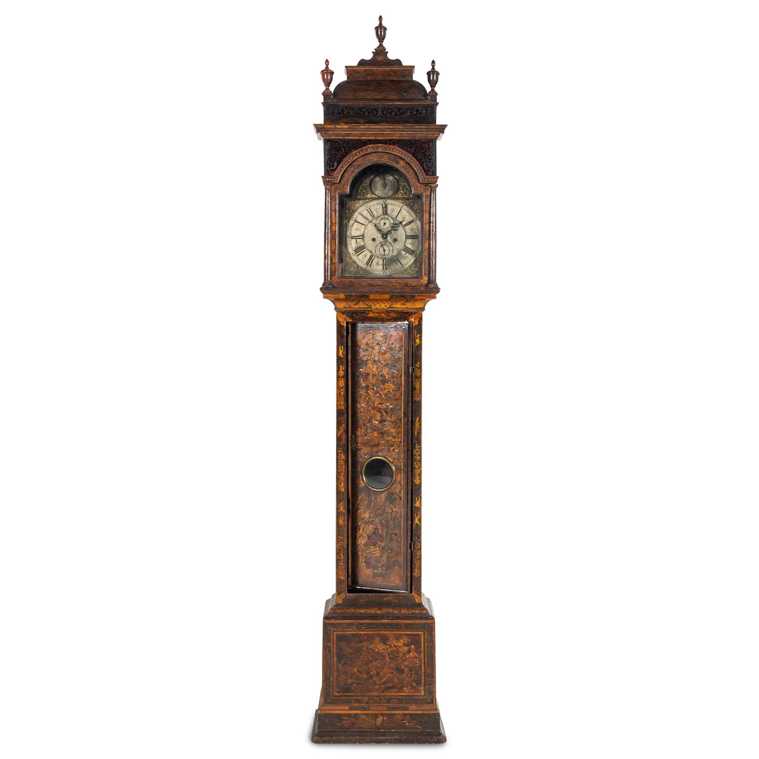 A George III Japanned Tall Case Clock