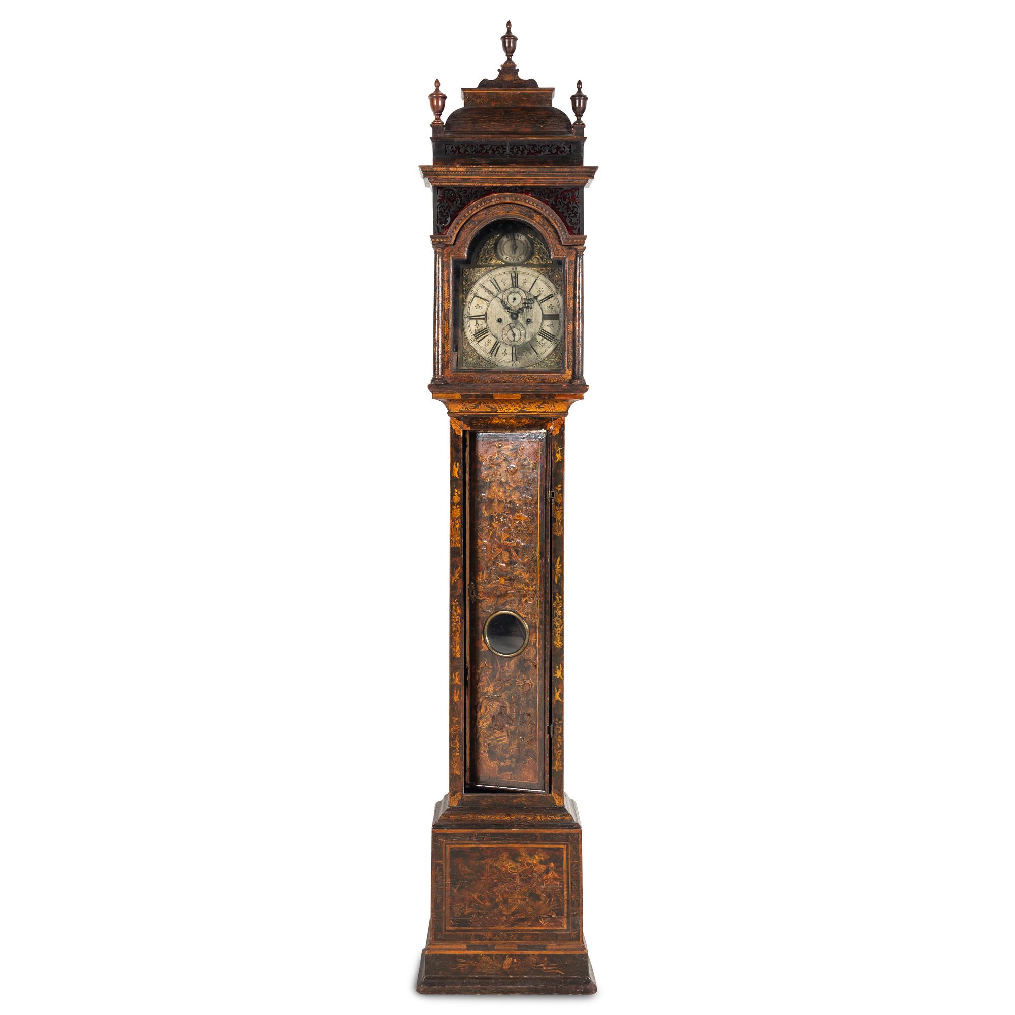 A George III Japanned Tall Case Clock