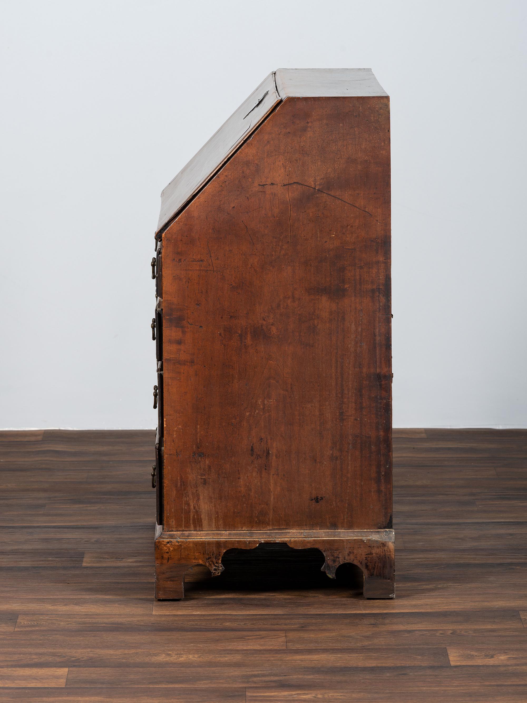 A Chippendale Carved Tiger Maple Slant-Front Desk