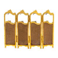 A French Gilt Bronze, Enameled Copper and Glass Table Screen