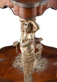 A Pair of Louis XVI Style Gilt Bronze Mounted Tulipwood Side Tables