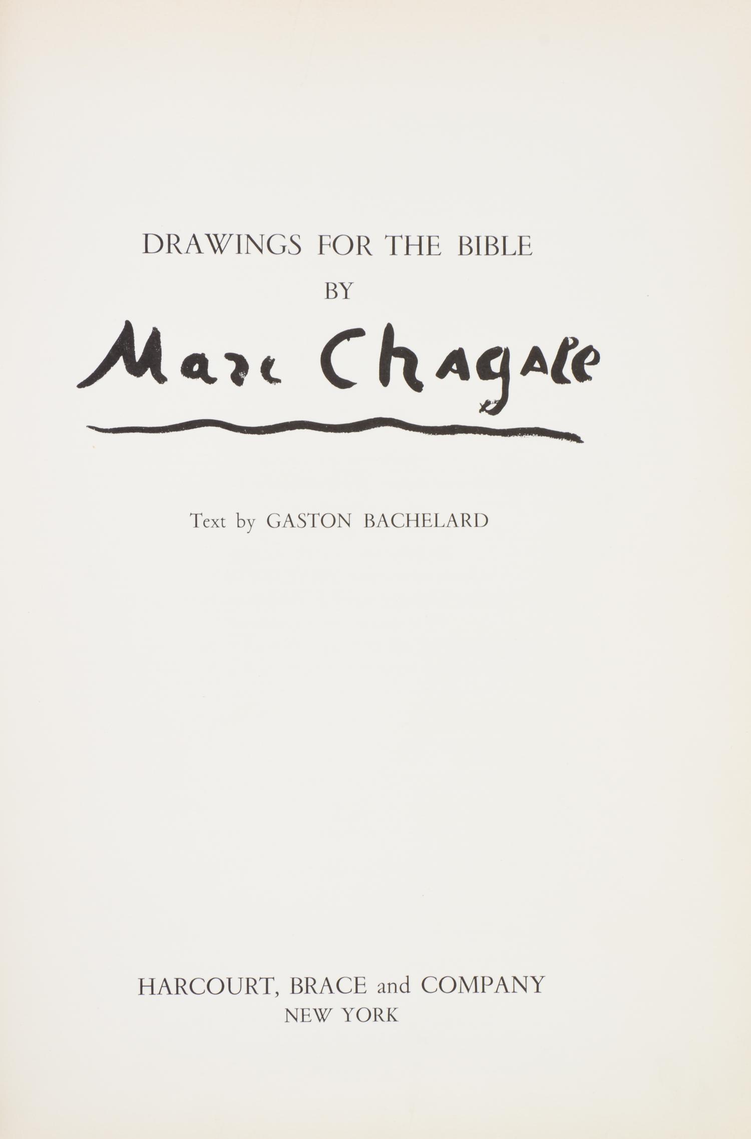 CHAGALL, MARC. Drawings for the Bible. New York, (1960). First American edition. Complete with 24 original color lithos.