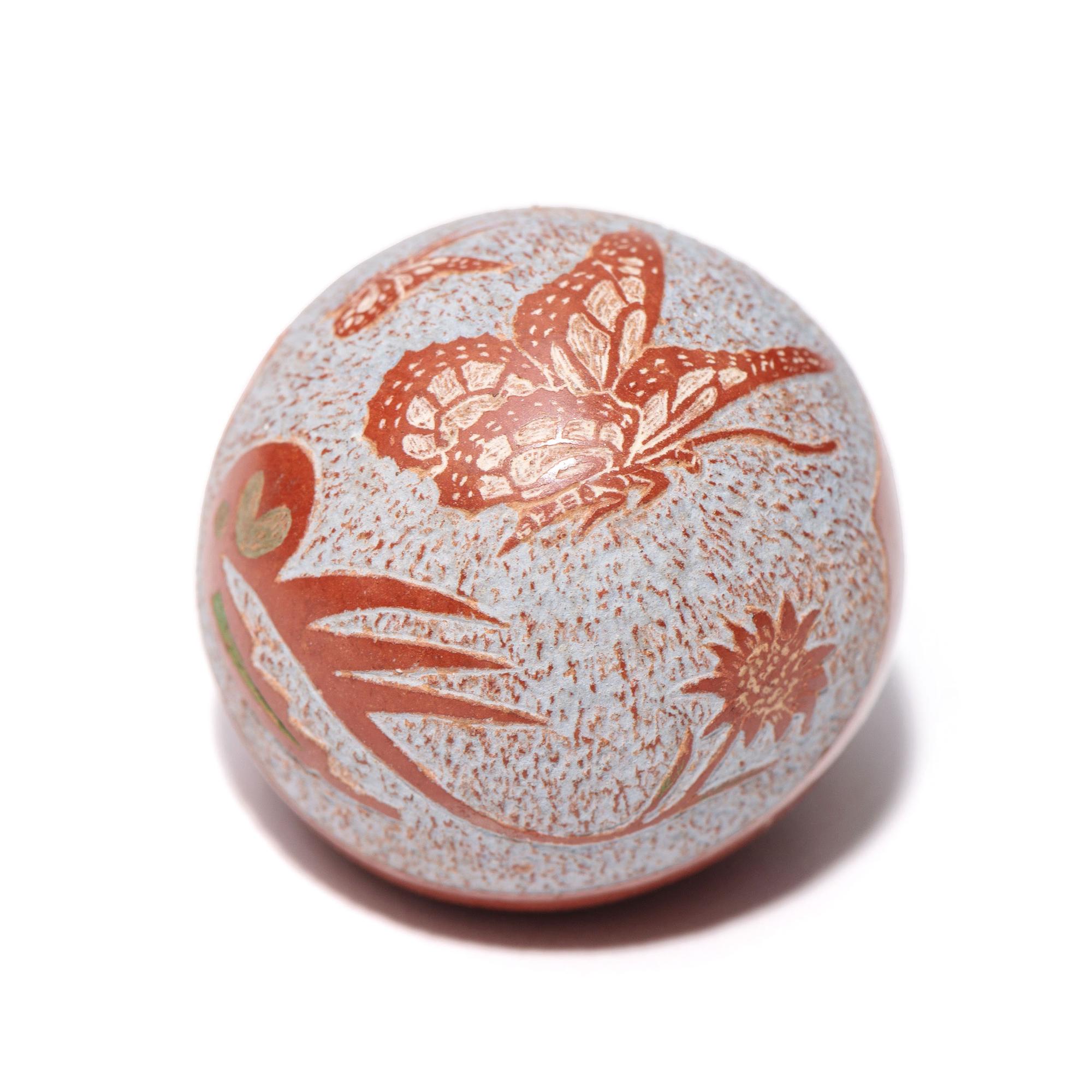Sgraffito Seed Jar, with Butterfly