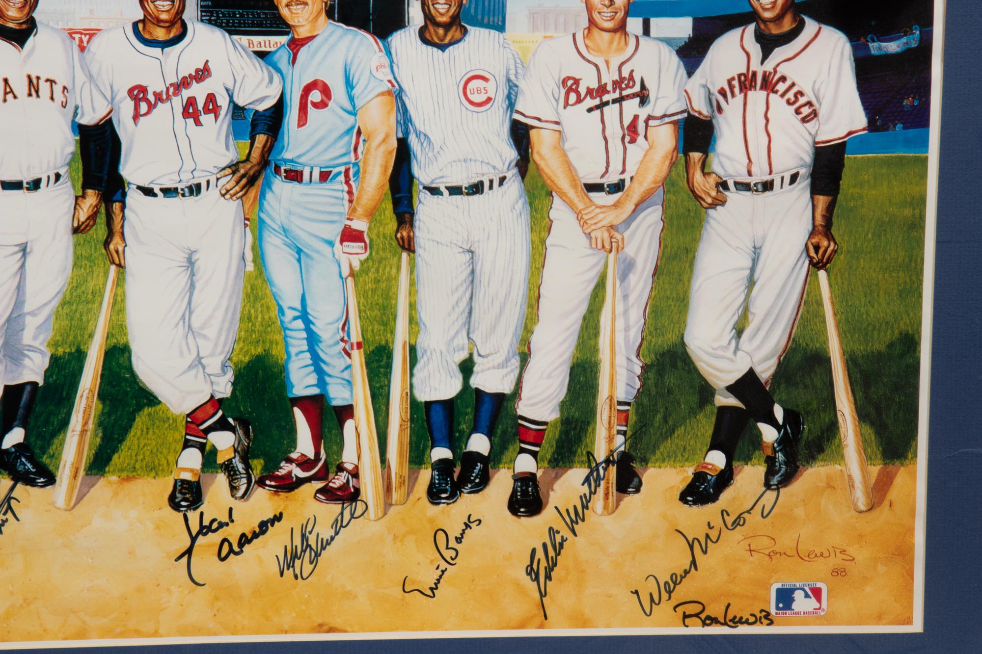 A 1988 500 Home Run Club Ron Lewis Multi Signed Print,