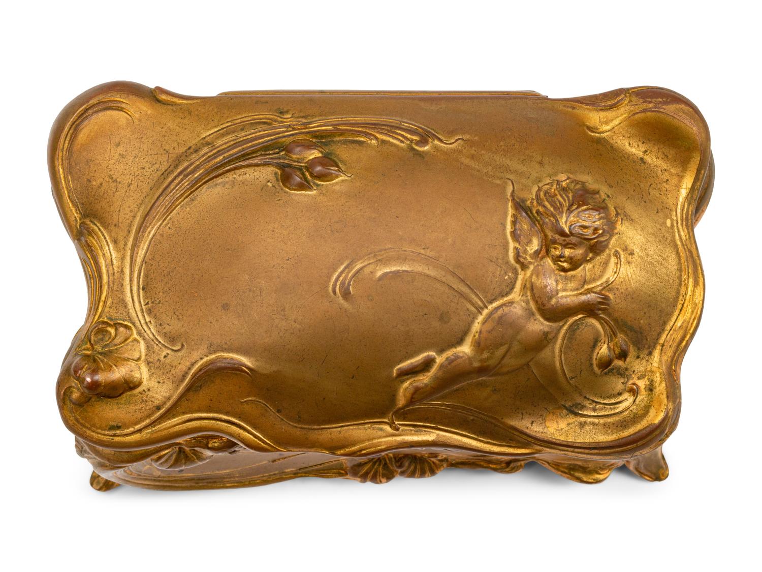 Eight French Gilt Metal Boxes