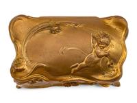 Eight French Gilt Metal Boxes